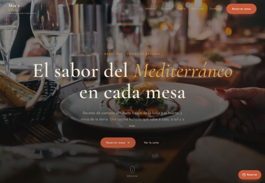 Modelo de web para restaurante mediterráneo